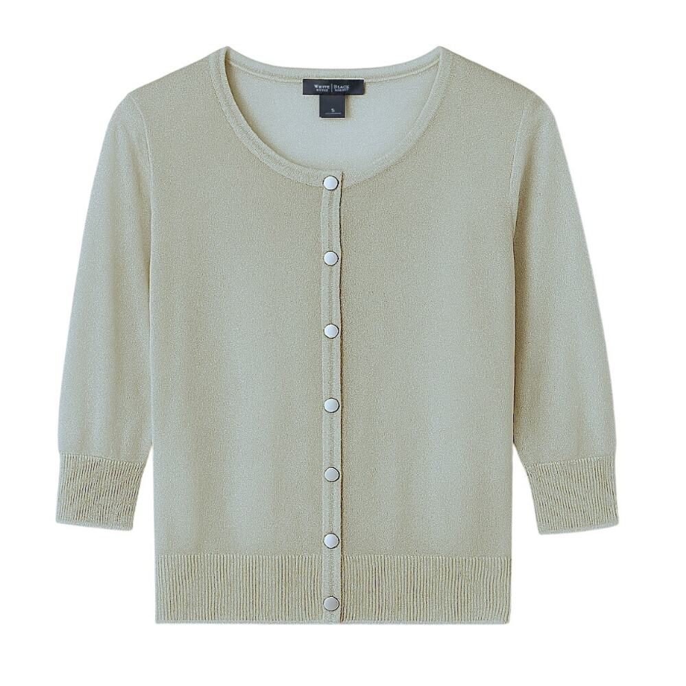 WHBM Sheer Gold Metallic Shimmer Snap Cardigan Size S ✨🌟✨